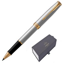 Роллер Parker Sonnet Stainless Steel GT цвет чернил черный цвет корпуса серебристый (артикул производителя 1931506)